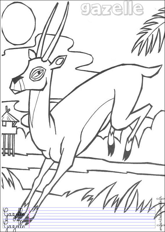 coloriage gazelle 1 .:. Coloriages Animaux de la jungle en allemand